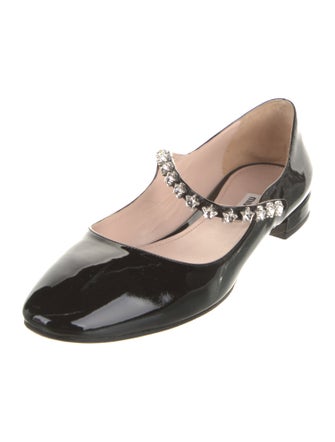 Miu Miu Patent Leather Crystal Embellishments Flats