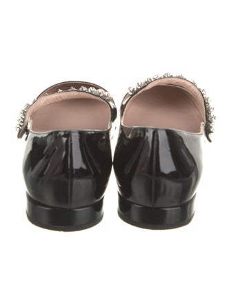 Miu Miu Patent Leather Crystal Embellishments Flats