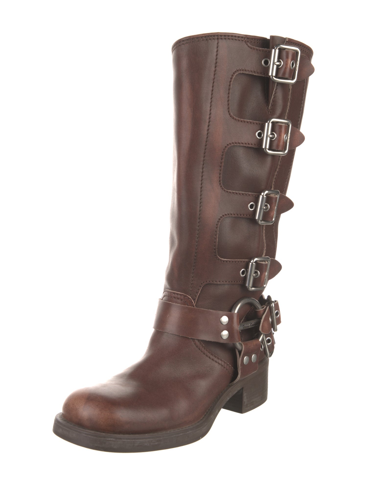 Miu Miu Leather Moto Boots
