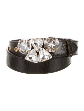 Miu Miu Leather Crystal Embellishments Belt