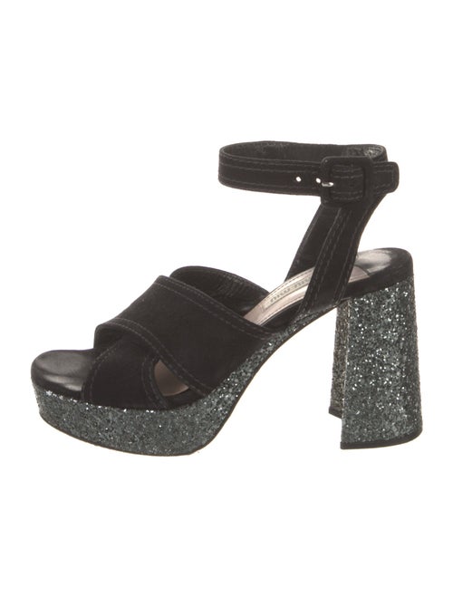 Miu Miu Suede Glitter Accents Sandals