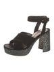 Miu Miu Suede Glitter Accents Sandals