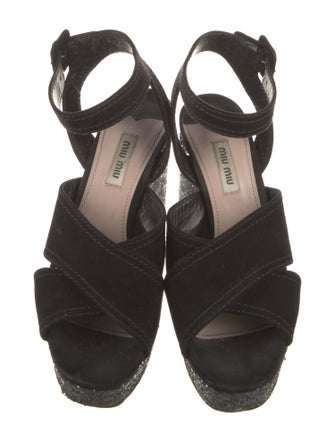Miu Miu Suede Glitter Accents Sandals