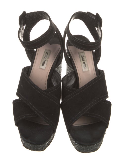 Miu Miu Suede Glitter Accents Sandals
