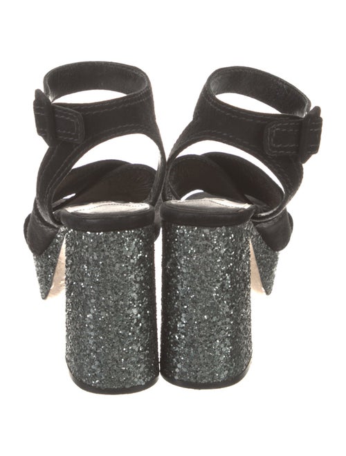 Miu Miu Suede Glitter Accents Sandals