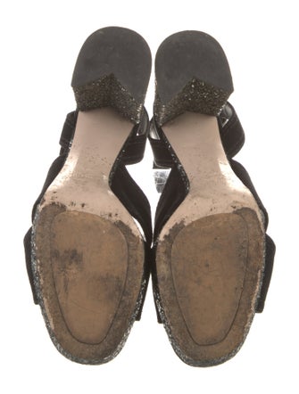 Miu Miu Suede Glitter Accents Sandals