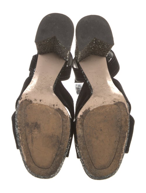 Miu Miu Suede Glitter Accents Sandals