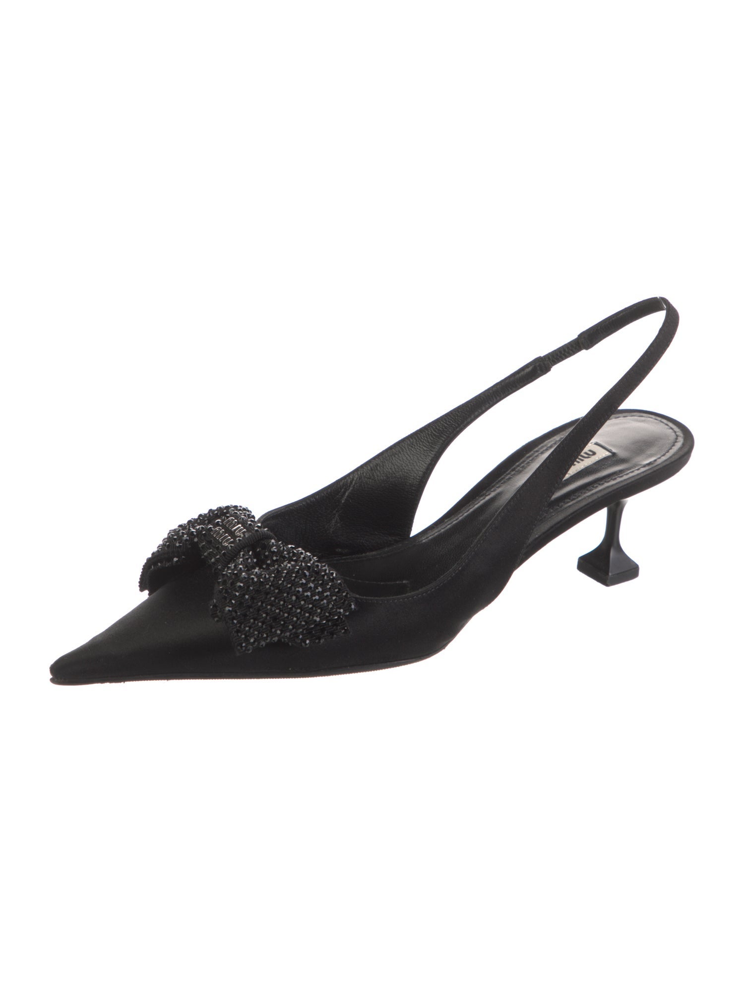 Miu Miu Satin Bow Accents Slingback Pumps