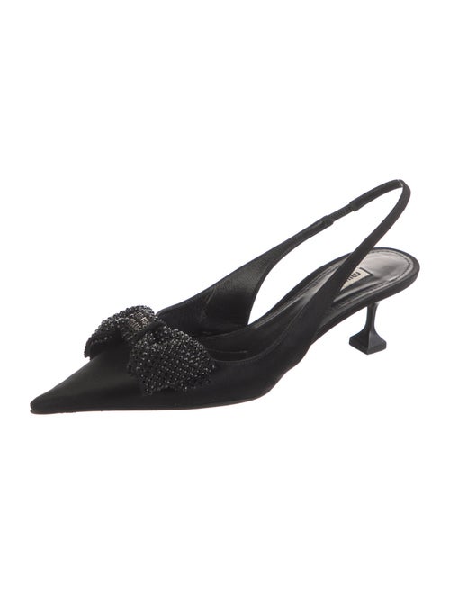 Miu Miu Satin Bow Accents Slingback Pumps