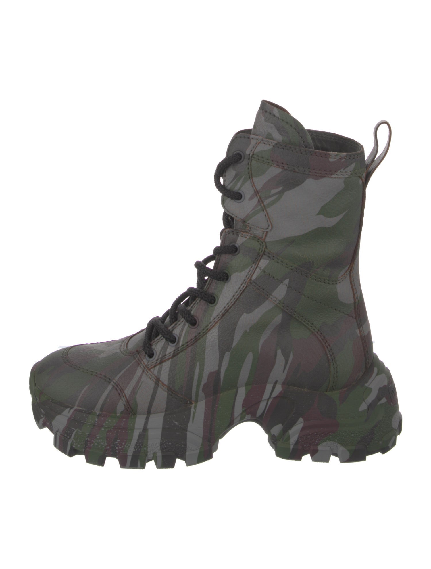 Miu Miu Leather Camouflage Print Combat Boots