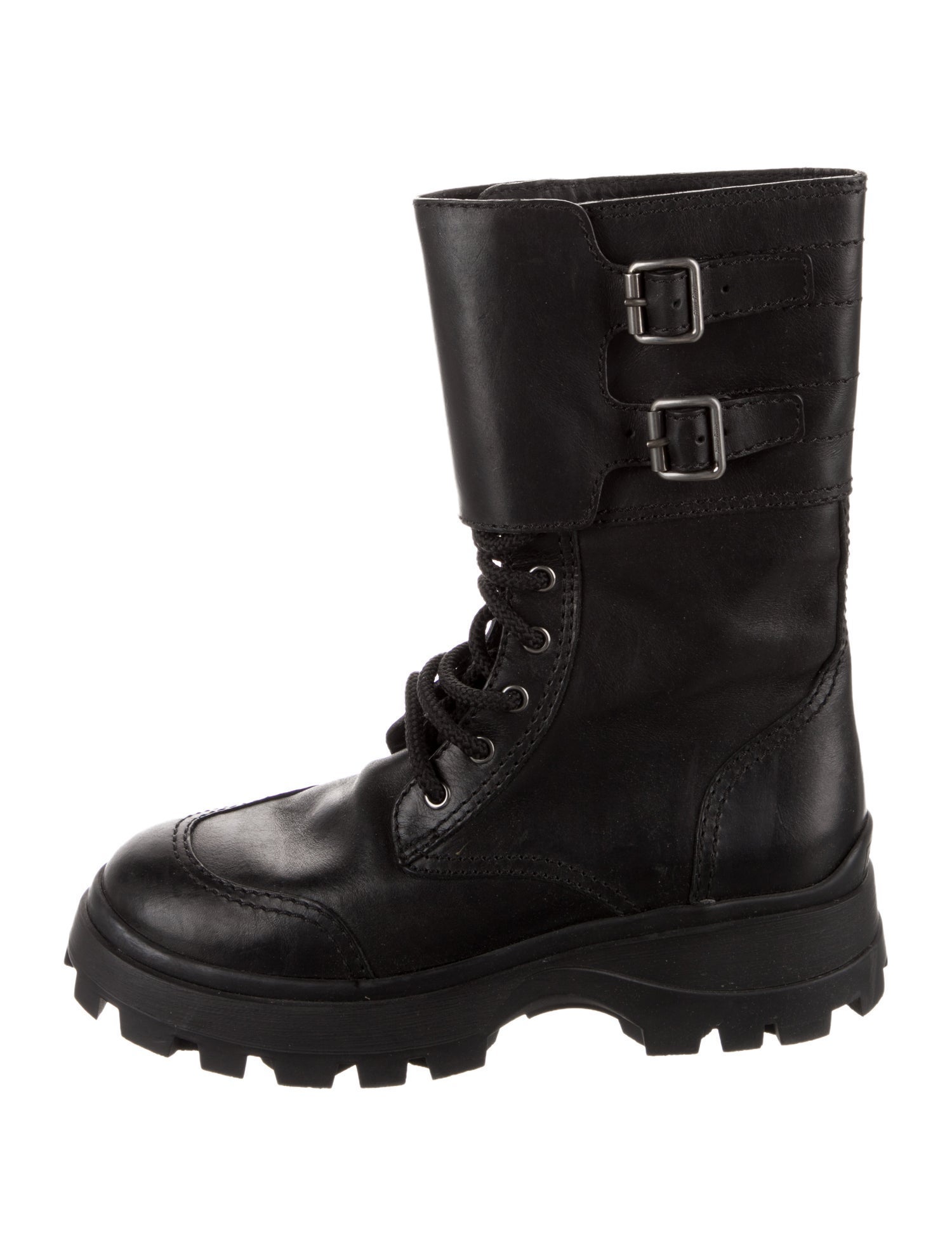 Miu Miu Leather Combat Boots