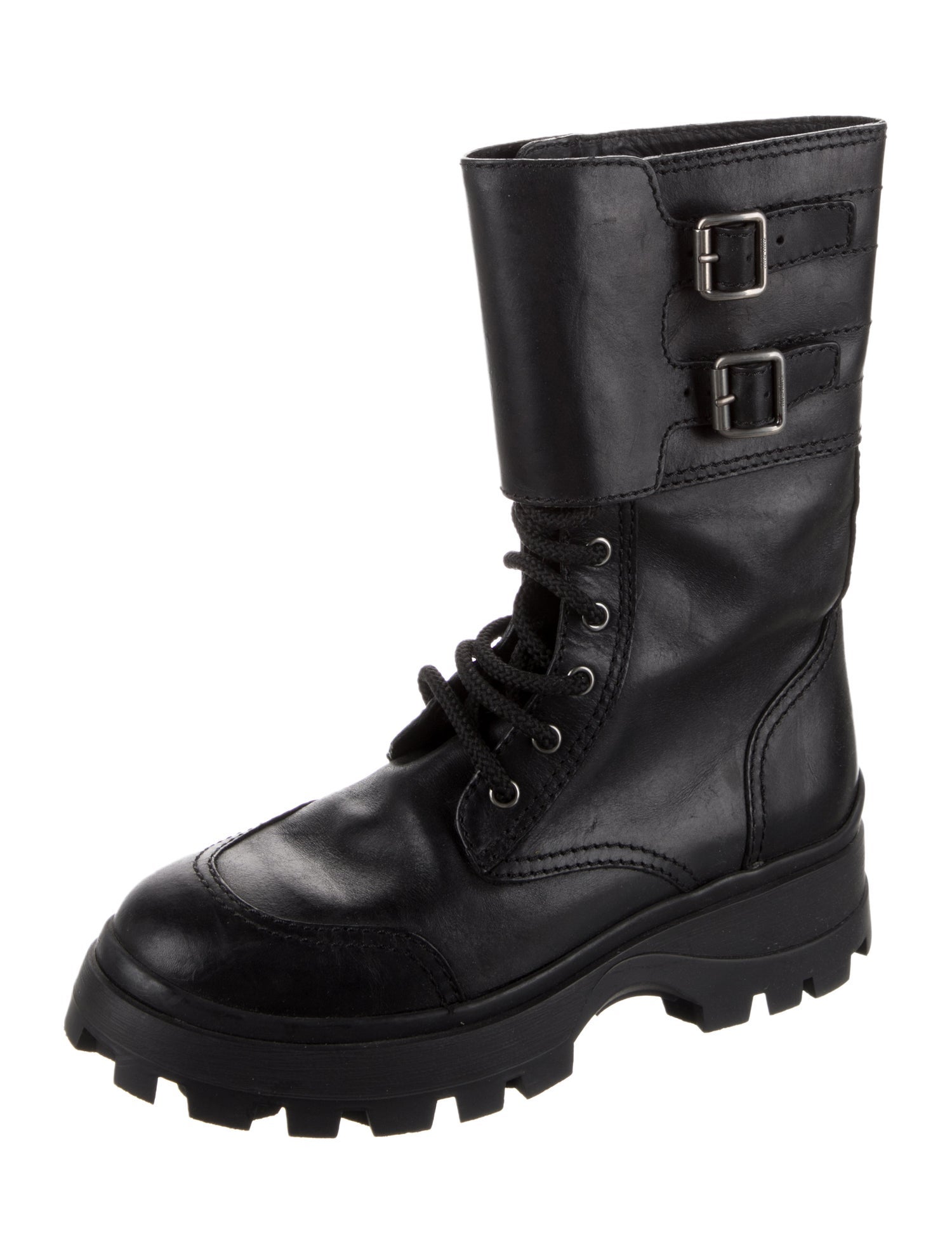 Miu Miu Leather Combat Boots