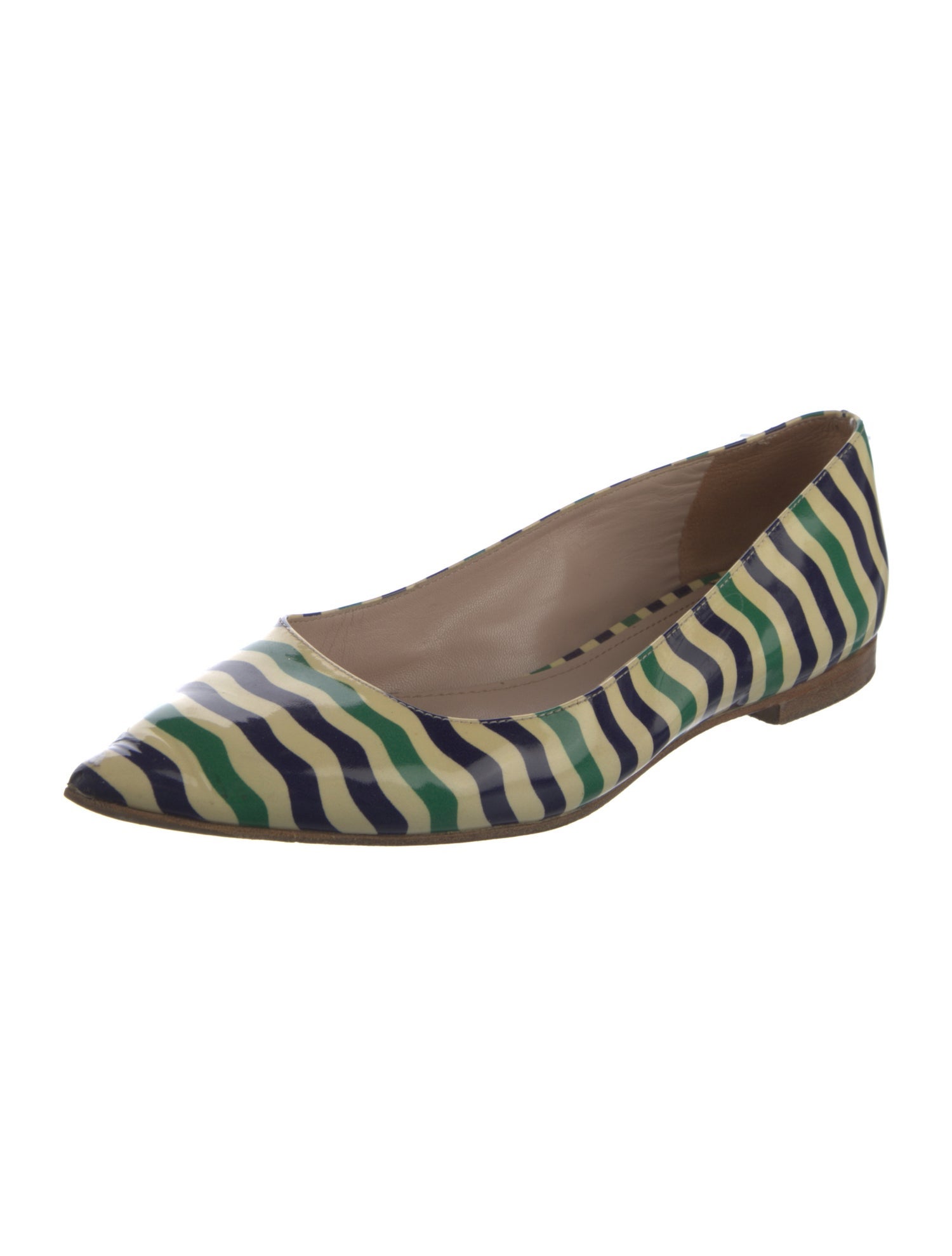 Miu Miu Patent Leather Striped Flats