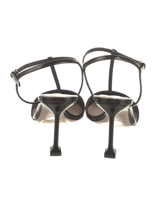 Miu Miu Patent Leather Lasercut Accents T-Strap Pumps