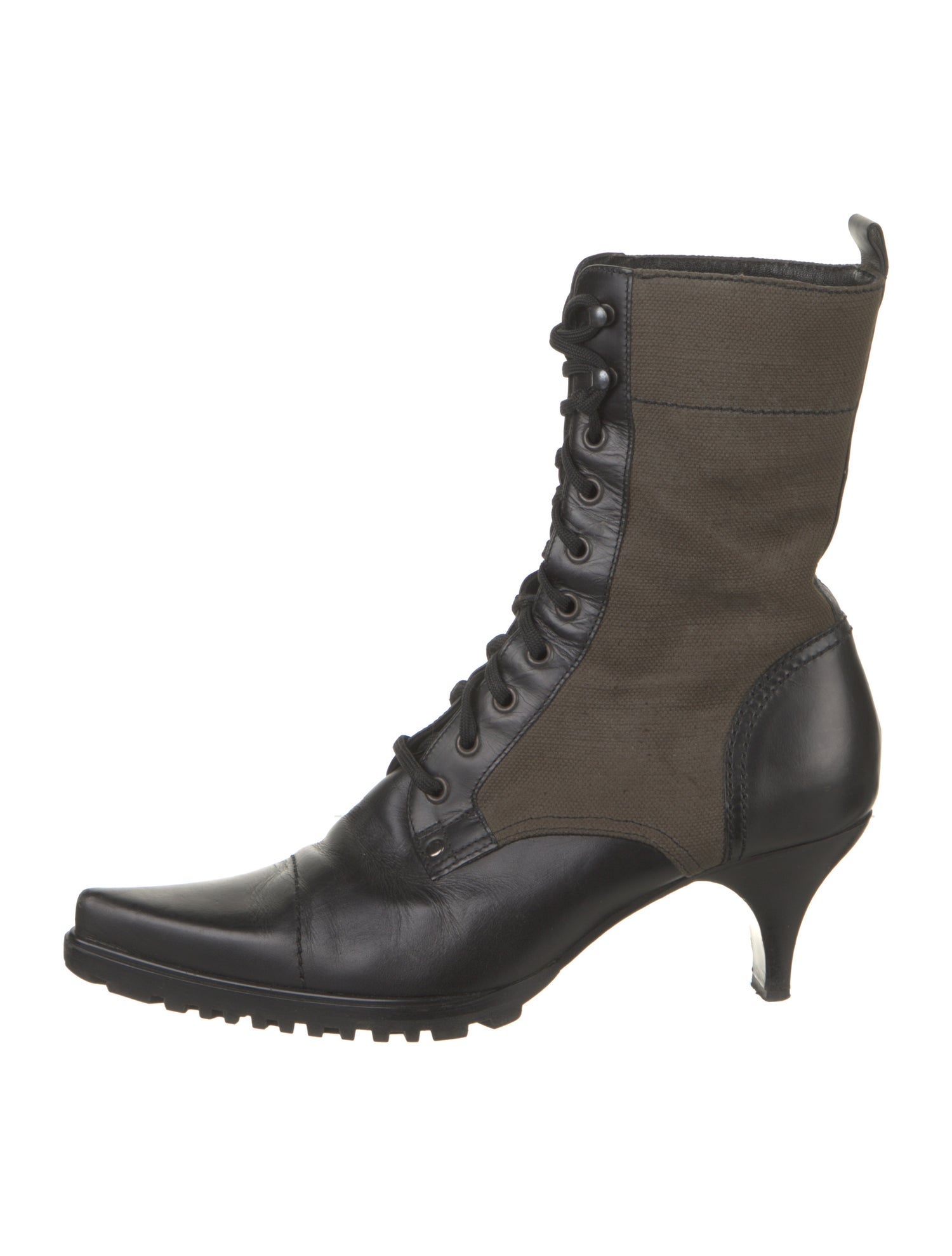 Miu Miu Leather Leather Trim Embellishment Combat Boots