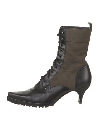 Miu Miu Leather Leather Trim Embellishment Combat Boots