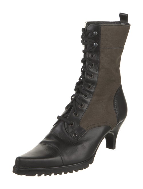 Miu Miu Leather Leather Trim Embellishment Combat Boots