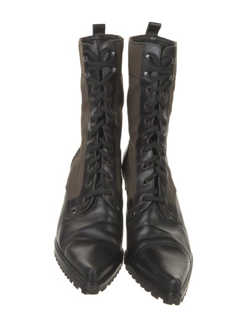 Miu Miu Leather Leather Trim Embellishment Combat Boots