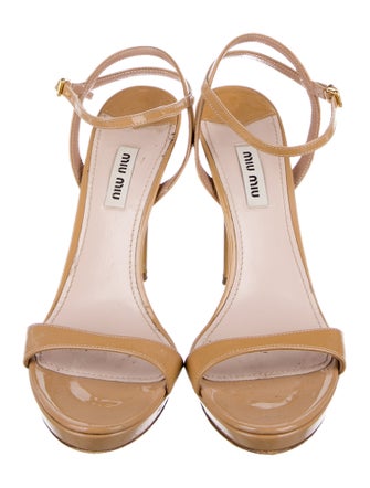 Miu Miu Patent Leather Crystal Embellishments Sandals