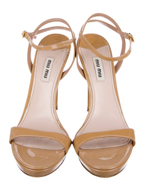 Miu Miu Patent Leather Crystal Embellishments Sandals