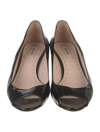 Miu Miu Patent Leather Crystal Embellishments Pumps