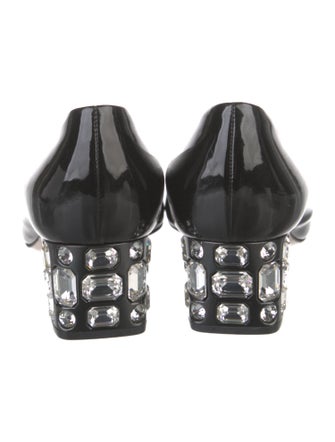 Miu Miu Patent Leather Crystal Embellishments Pumps