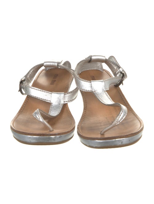 Miu Miu Leather T-Strap Sandals
