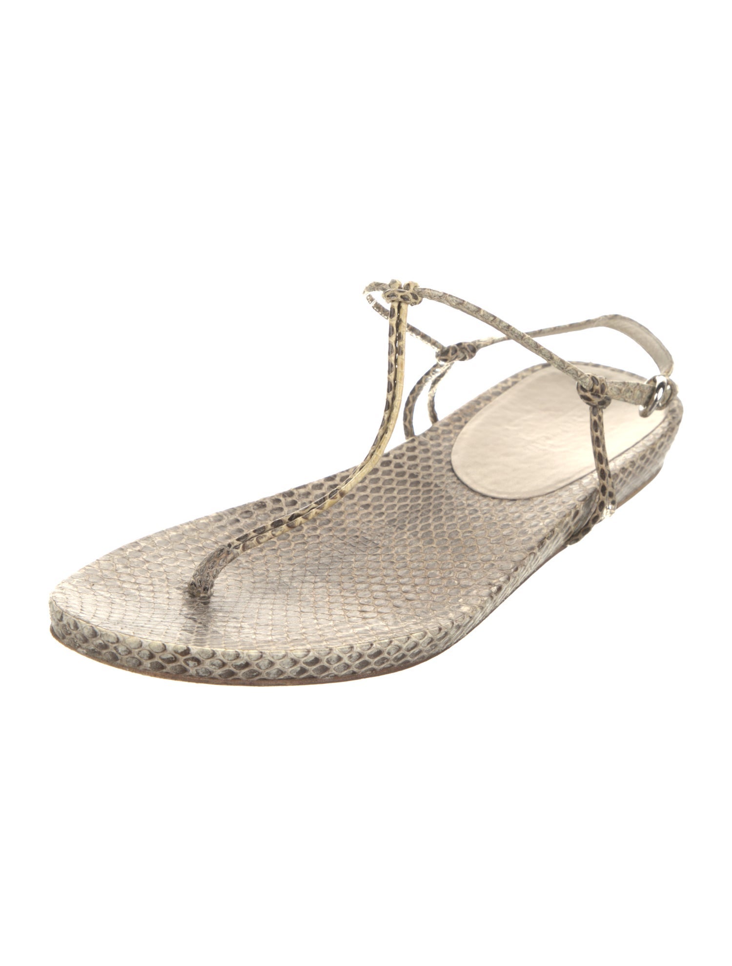 Miu Miu Snakeskin Animal Print T-Strap Sandals