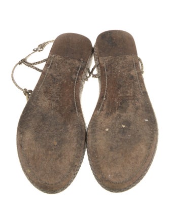 Miu Miu Snakeskin Animal Print T-Strap Sandals