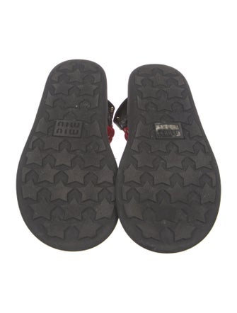 Miu Miu Rubber Colorblock Pattern T-Strap Sandals