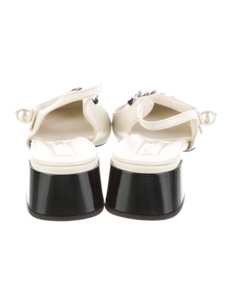 Miu Miu Leather Chain-Link Accents Slingback Pumps