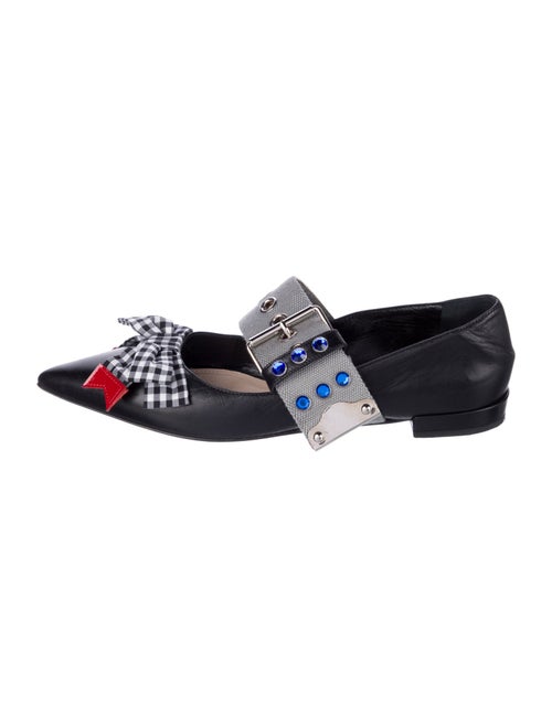 Miu Miu Leather Printed Mary Jane Flats