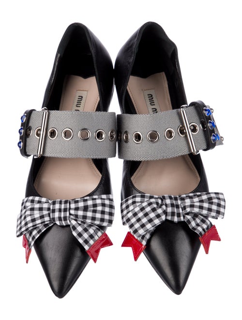 Miu Miu Leather Printed Mary Jane Flats