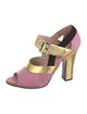 Miu Miu Suede Colorblock Pattern Sandals