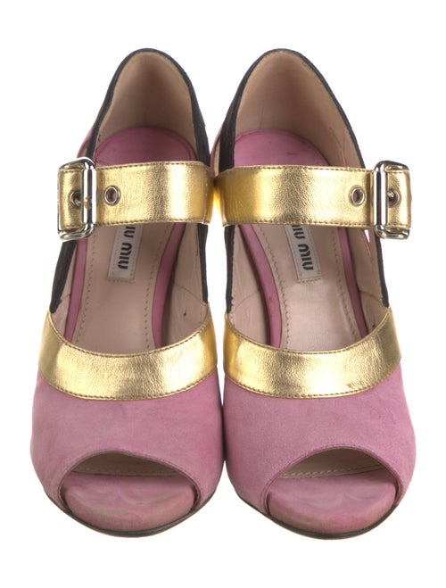 Miu Miu Suede Colorblock Pattern Sandals