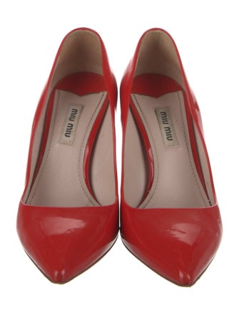 Miu Miu Patent Leather Glitter Accents Pumps