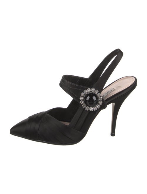 Miu Miu Satin Crystal Embellishments Slingback Pumps