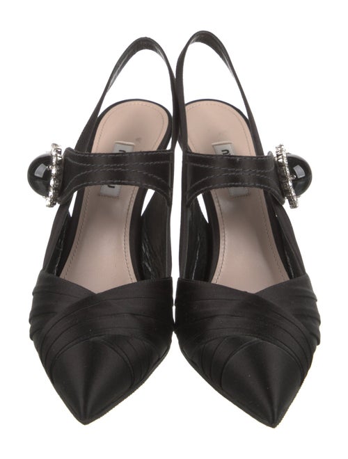 Miu Miu Satin Crystal Embellishments Slingback Pumps