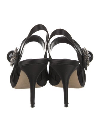 Miu Miu Satin Crystal Embellishments Slingback Pumps