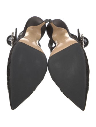 Miu Miu Satin Crystal Embellishments Slingback Pumps