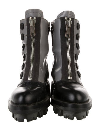 Miu Miu Leather Colorblock Pattern Combat Boots