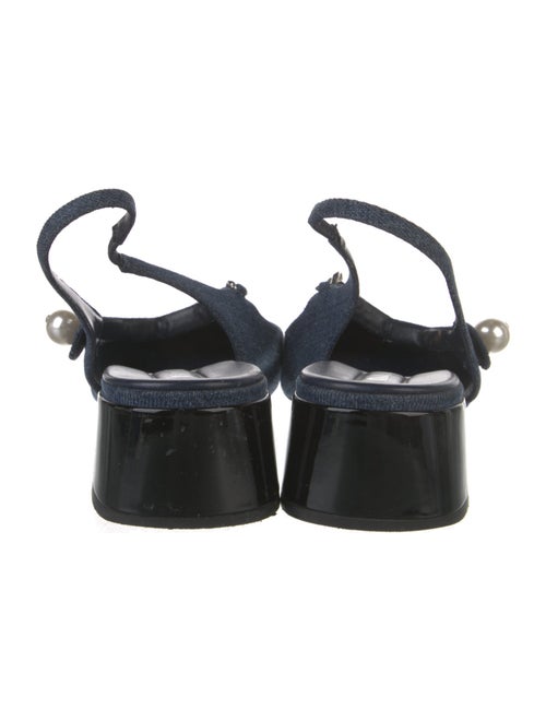 Miu Miu Denim Chain-Link Accents Slingback Pumps