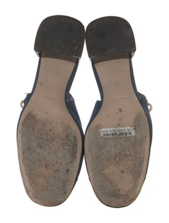 Miu Miu Denim Chain-Link Accents Slingback Pumps