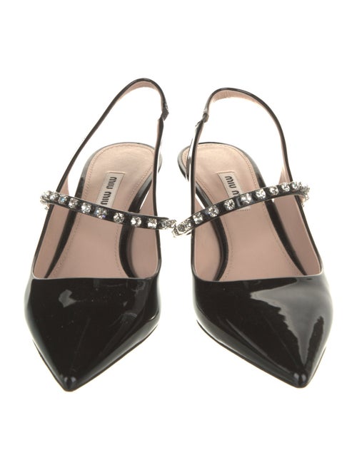 Miu Miu Patent Leather Crystal Embellishments Slingback Pumps