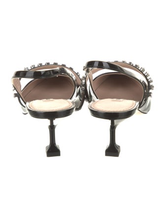 Miu Miu Patent Leather Crystal Embellishments Slingback Pumps