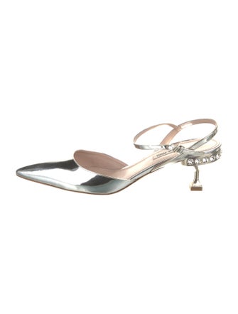 Miu Miu Patent Leather Crystal Embellishments Slingback Pumps