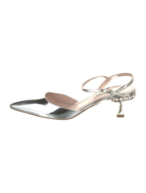 Miu Miu Patent Leather Crystal Embellishments Slingback Pumps