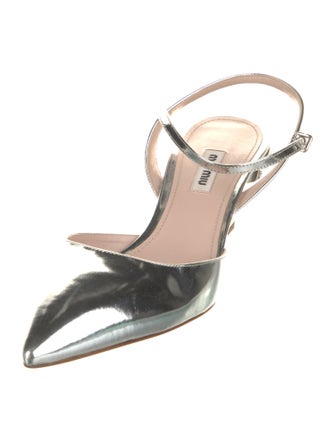 Miu Miu Patent Leather Crystal Embellishments Slingback Pumps