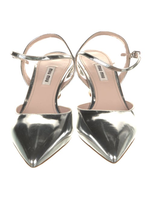 Miu Miu Patent Leather Crystal Embellishments Slingback Pumps