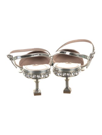 Miu Miu Patent Leather Crystal Embellishments Slingback Pumps